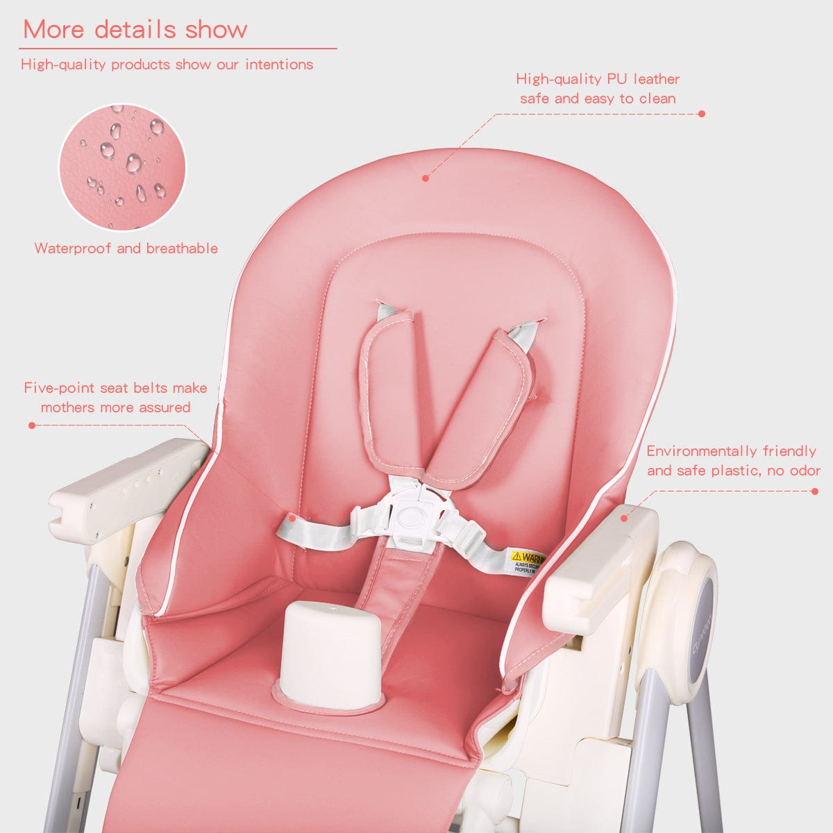 Baby Products Multi function Foldable Baby High Dining Chair with Wheels