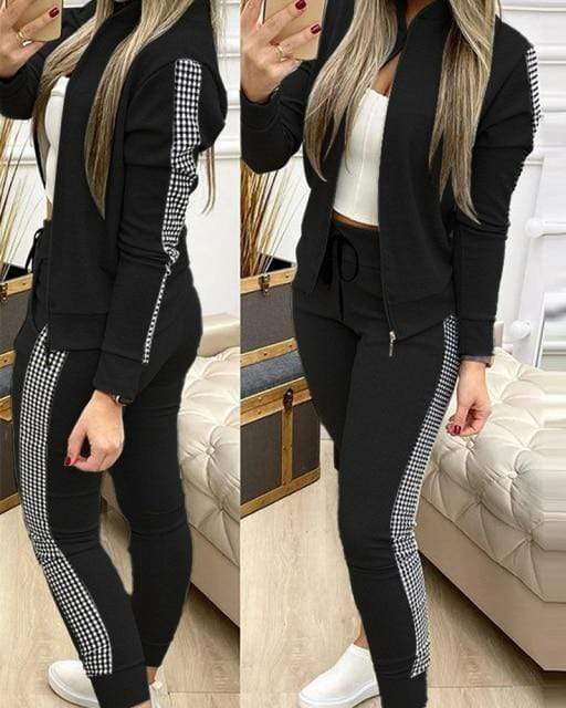 Fitness Accessories Women Fitness Sport Tracksuit Zipper Top And Pants Outfits