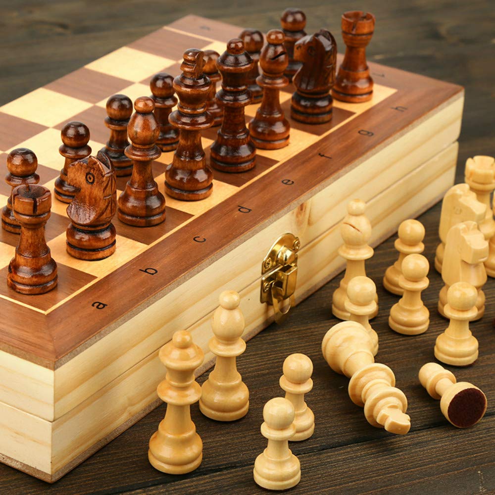 Magnetic Wooden Folding Chess Set and Game Board - EssentialsOnEarth