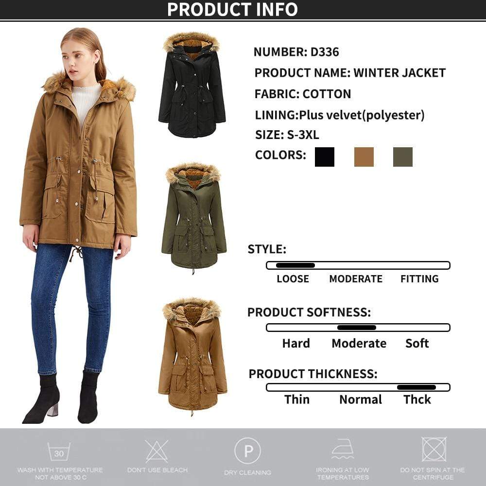 Jacket Winter Velvet Cotton-padded Down Hooded Fur Collar Plus Size Jacket for Women