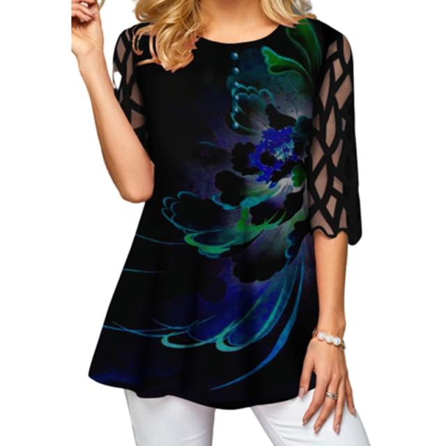 Tees Women Tops Plus Size Casual Floral Print T Shirts