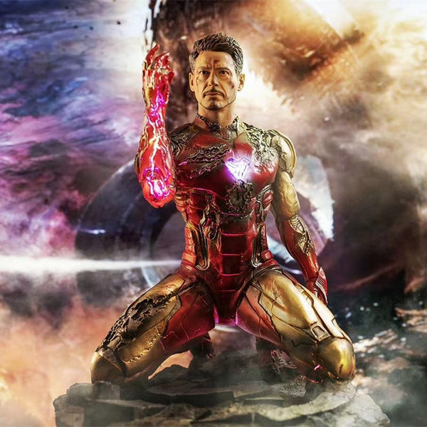 toys Marvel Avengers Endgame Final Battle Resin Statue Iron Man MK85 | Kneeling and Snapping Fingers GK Luminous Figure