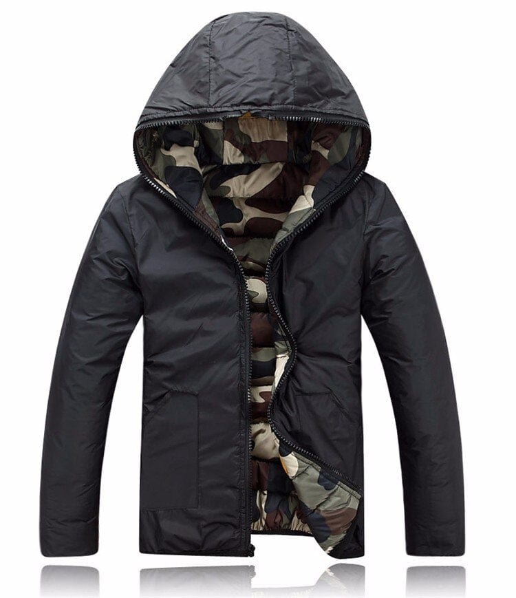 Winter Men Zipper Hooded Printed Camouflage Jackets