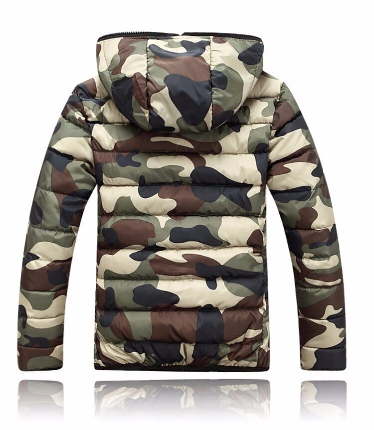 Winter Men Zipper Hooded Printed Camouflage Jackets