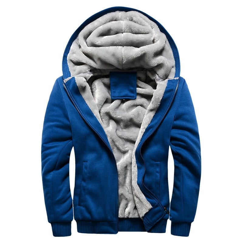 Winter Thick Zipper Mens Hoodies Warm Fleece